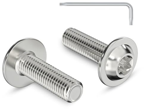 20 Stück M5 x 16 mm Linsenkopfschrauben mit Flansch Torxantrieb Edelstahl A2 V2A Schrauben Vollgewinde mit Torx Schlüssel