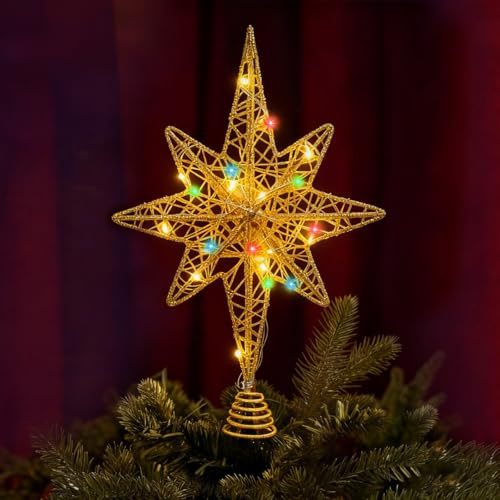 Weihnachtsbaumspitze, Christbaumspitze, 20 LED Baumspitze Weihnachten, Weihnachtsdeko für Indoor Büro Festliche Weihnachten Neujahr Urlaub Baumschmuck