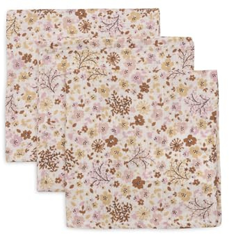 Jollein Spucktücher Baby – Flower Fairies – 3er Pack – 31x31cm – Musselin – 100% Baumwolle – Mulltücher Baby – Mullwindeln – OEKO-TEX Zertifiziert