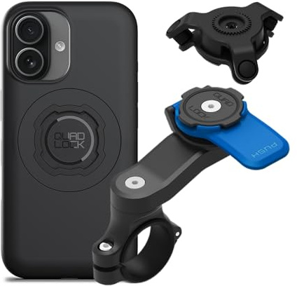 Quad Lock Motorcycle Handlebar Mount Kit with Vibration Dampener and MAG Phone Case for iPhone 17