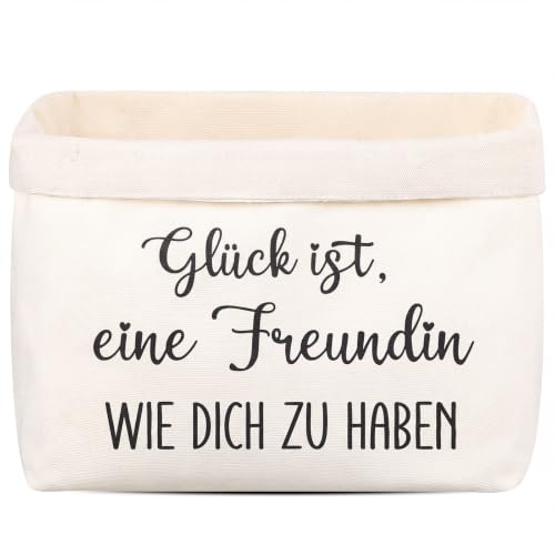 Xuniea Geschenkkorb für Freundin Geburtstagsgeschenk Brotkorb aus Stoff | Glück ist, eine Freundin wie dich zu haben, Brötchenkorb Brottasche, Präsentkorb Leer, Beste Freundin Geschenk