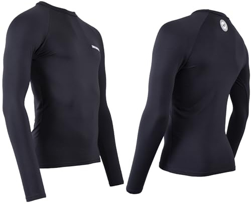 Two Bare Feet Adults Thermal Fleece Lined Rash Guard Vest - Long Sleeve UV Protection Surf Base Layer, Wetsuit Swimming Top for Surfing, Snorkelling & Watersports