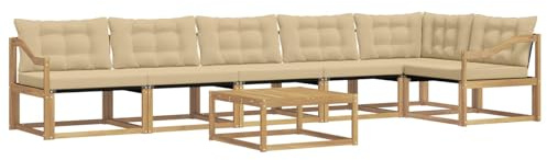 vidaXL Outdoor-Sofagarnitur 7 pcs Weiß und Beige 79 x 79 x 37 cm, Garten Sofa für draußen, modernes Lounge Set, langlebige Möbel für die Terrasse, bequemes Sitzen