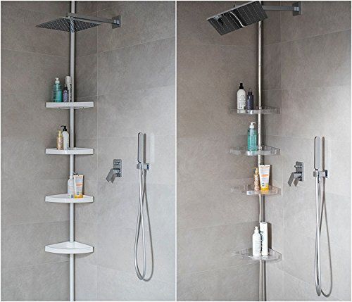 BADREGAL TELESKOPREGAL 3 BÖDEN WEISS CHROM ECKREGAL DUSCHABLAGE DUSCHREGAL 2 FARBEN UND 2 LÄNGEN (200, Weiss)