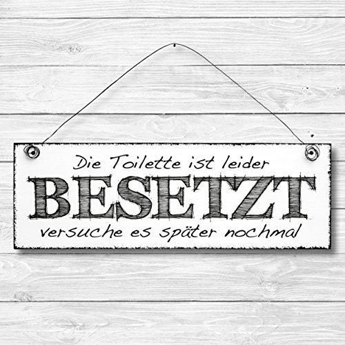 Toilette besetzt - WC Bad Badezimmer Dekoschild Türschild Wandschild Holz Deko Wand Tür Schild 10x30cm Holzdeko Holzbild Geschenk Mitbringsel Geburtstag