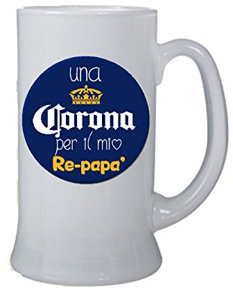 Boccale Birra Decorato con Frase papà - 500ml - Vetro - Stile Unico - per Festeggiamenti - Collezione Regali