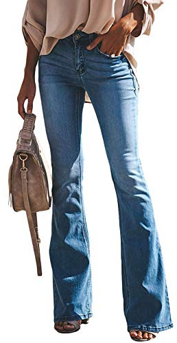 Minetom Schlaghosen Damen Jeans Hosen Stretch Skinny Destroyed Style Denim Jeanshose Retro Hohe Taille Flared Pants