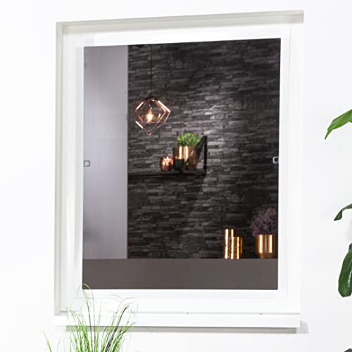 Fliegengitter Fenster Flächenbündig Compact in weiß braun oder anthrazit (100cm x 120cm, weiß)