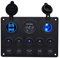 Bostar Panel de Control de 5 Interruptores con 2 USB y Voltímetro LED Basculante 12 V/24 V Coche Barco Marino