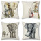 Artscope 4er-Set Dekorativ Kissenbezug 45 x 45 cm, Polyester Leinen Kissenbezüge Dekokissen Kissenhülle Set Kissen Fall für Sofa Auto Schlafzimmer Zuhause Dekor (Elefant)