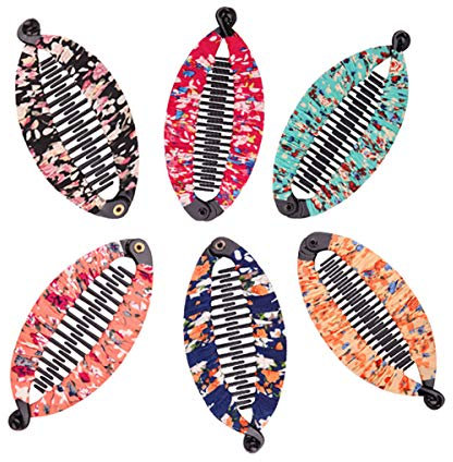 Fodattm Lot de 6 Pinces à cheveux banane en forme de poisson, barrettes de style bohème, pour femmes