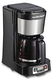 Hamilton Beach 5 Cup Compact Drip Coffee Maker with Programmable Clock & Glass Carafe, Black (46111)