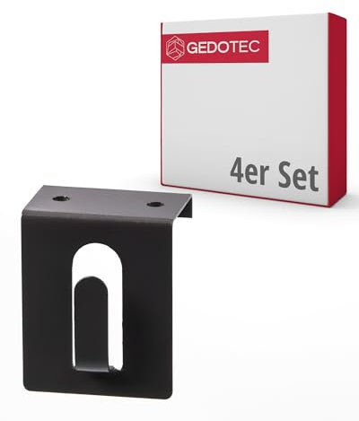 Gedotec Fensterhaken braun | Einhängehaken Aus Stahl | Dekohaken Zum Einhängen in Türen & Fenster bis 17 mm | Ohne Kleben & Bohren | Türhaken für Dekoration & Gardinen-Stange | 4 Stück - Fensterclip
