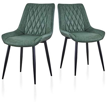 TUKAILAI Esszimmerstühle 2er Set aus Kunstleder, Küchenstühle mit Rückenlehne,weichen Kissen,Metallbeine, Ergonomische Sessel, Moderne Stühle für Küche,Esszimmer,Wohnzimmer,Empfangsraum, Grün
