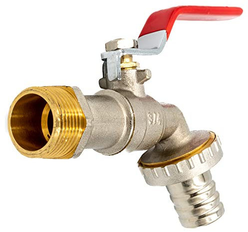 Rubinetto da giardino 3/4 pollici – Valvola a sfera in ottone con guarnizione a sfera PTFE – Rubinetto per acqua esterna antigelo – Rubinetto a sfera per la distribuzione dell'acqua in interni ed