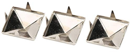 100 Stück Pyramidennieten, 4 Backennieten für Punk-Handwerk, Leder, Kleidung, Schuhe, Dekoration (12 mm, Silber)