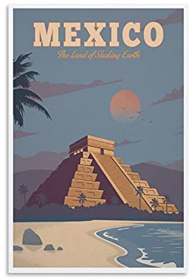 Znimo Vintage Travel Poster Mexico Canvas Art Prints Poster Schlafzimmer Wall Mural Modern Family Home Decor 08x12inch(20x30cm)