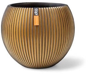 Capi Europe - Gefäß Kugel Groove Black & Gold - 30x25 - Gold - Öffnung Ø22 - Blumentopf für drinnen - BGVGB104