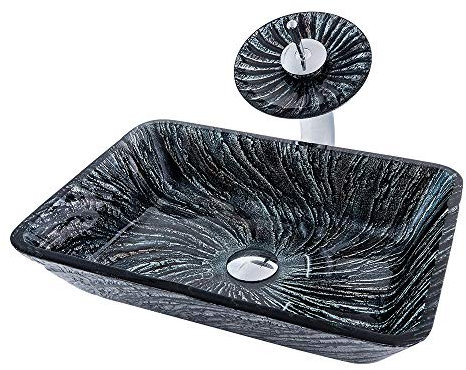 Art Tempered Glass Washbasin, Modern Bathroom Sink Countertop Tempered Glass Washbasin Countertop Sink Home Hotel Kitchen Accessories,A