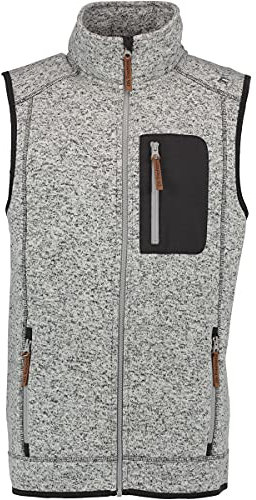 OS Trachten Orbis Herren Weste Strick-/Fleeceweste Freizeitweste mit Stehkragen Klesi, Größe:6XL, Farbe:mittelgrau