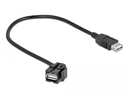 Delock Keystone Modul USB 2.0 A Buchse 110° > USB 2.0 A Buchse mit Kabel schwarz