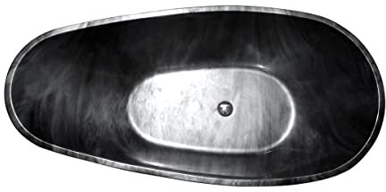 Vente-unique - Bañera exenta MARBELA - 180x85x58cm - Efecto mármol - Negro