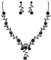 Clearine Damen Hochzeit Schmuck Set Blatt Cluster Blume Kristall Anhänger Halskette baumeln Ohrringe für Braut Schwarz