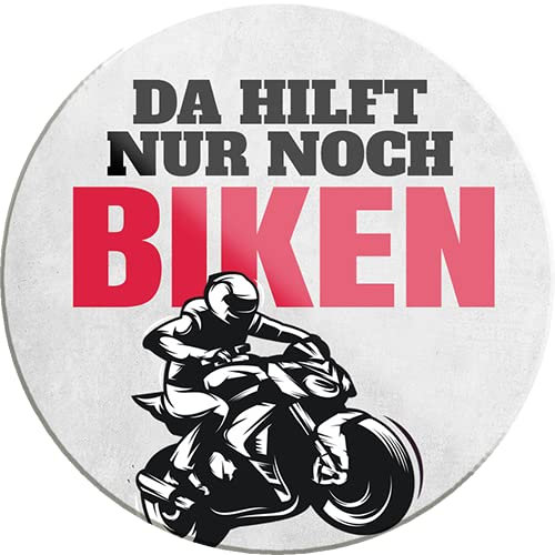 schilderkreis24 – Lustiger Spruch “Da hilft nur noch Biken!“ Magnet Deko Biken Motorrad Kühlschrankmagnet Humor witzige Geschenkidee Geburtstag Weihnachten 8x8 cm