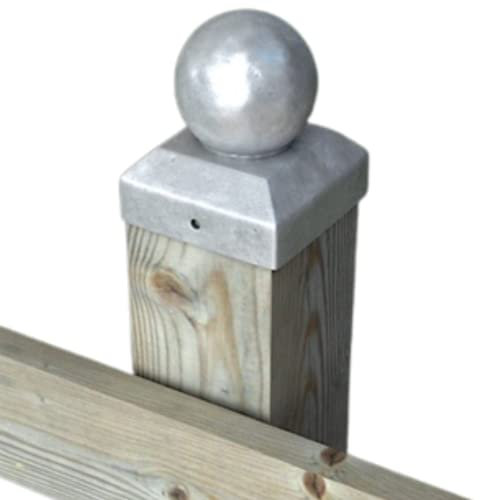 [FIXINGS DIRECT] 2x Metal Fence Post Cap (Decorative Post Cap) Round Fence Post Cap Multiple Sizes & Colours Brown Or Silver Ball Caps (2x Silver (100x100mm))