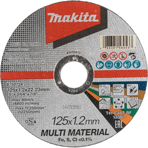 0 Schneidscheibe aus mehreren Materialien, 125 x 1,2 x 22,23 mm. Makita