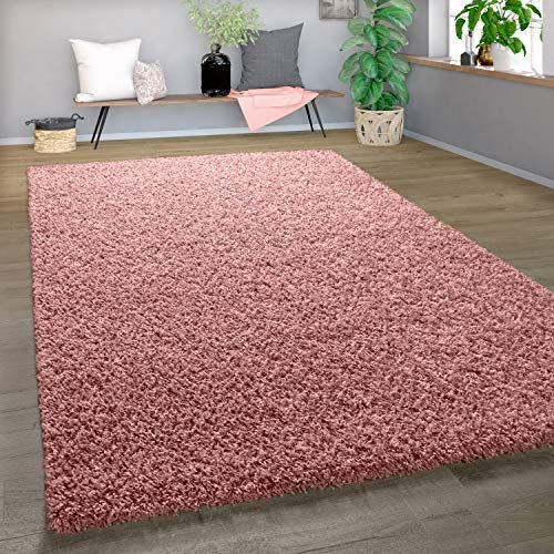 Paco Home Tappeto Shaggy a pelo corto per soggiorno o camera da letto in diversi design, colori e misure, Dimensione:160x220 cm, Colore:Pink 4