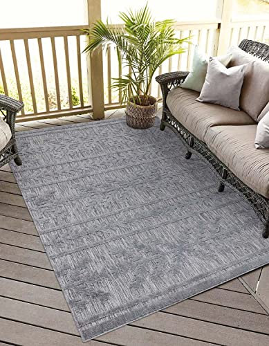 carpet city In-& Outdoor Teppich - 60x110 cm - für Innen-& Außenbereich - Wetterfest Balkon-Teppich, Terrasse, Flur, Küche - Wohnzimmer-Teppiche - Hochtief/ 3D-Effekt - Ethno-Optik in Anthrazit