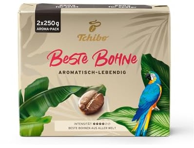 Tchibo Beste Bohne Filterkaffee, 500g (2x250g) gemahlene Kaffeebohnen, aromafrisch verpackt, aromatisch-lebendiger Geschmack