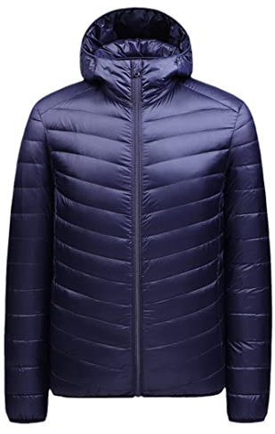 Piumino leggero da uomo per tutte le stagioni Giacca traspirante Plus Size con cappuccio Parka, Viola, L