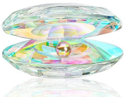 H&D HYALINE & DORA Figurine de coquillage en cristal coloré à collectionner, figurine de coquillage en verre avec perle pour cadeau de mariage, décoration de table