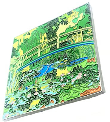 Claude Monet Brücke über einem Teich von Seerosen, Ölgemälde, Geschichte, Metall-Emaille, Anstecknadel, Metall