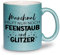 glitzertassen.de® | Manchmal hilft nur Feenstaub und Glitzer | Tasse mit Glitzer | Geschenkidee | Geburtstag | Lustige Sprüche | Kaffeetasse | Keramik | 330 ml | Türkis
