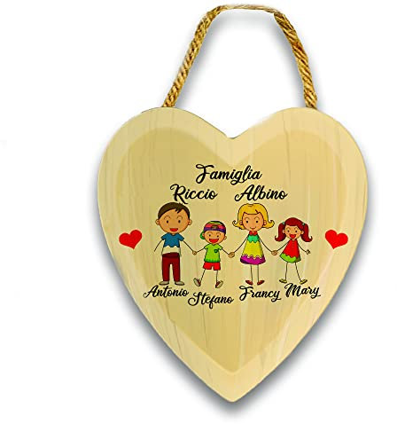 Fuoriporta Benvenuto in Legno Personalizzato Targa targhetta Idea Regalo Arredamento Casa Ingresso Personalizzabile Cuore o Rettangolare Alta Qualità Resistente Made In Italy con laccetto in canapa 1