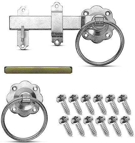 Ring Gate Latch Silver for Wooden Gates Zinc Plated 6/150mm Door Latch - Bright Zinc Plating (BZP) Solid Ring Handle Garden Gate Latches and Catches for External Door Lock