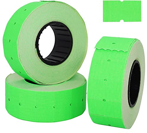 SKIR'CO (4 Rollen) Preisauszeichner-Etiketten 21 x 12 mm, grün, Preismarker-Etiketten, 4.000 Preisaufkleber, Preismarkierungsschilder