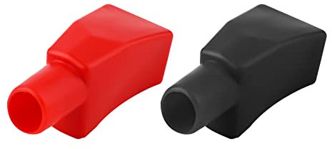 2pcs Auto Battery Terminal Covers, Rubber Positive Negative Insulating Stud Covers Flexible Battery Terminal Protective Caps for Car Ships Trucks (Red, Black)