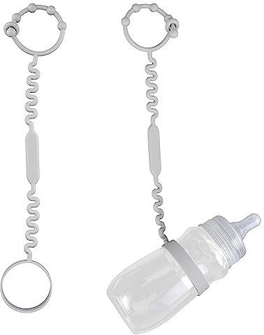 2 Stück Flaschengurt Baby, Bottle Strap Baby Silikon Trinkbechergurt Elastischer Flaschen Bungee Kinder Trinkbechergurt für Hochstuhl, Kinderwagen, Zuhause, Outdoor