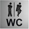 SynMe Lustiges Aluminium Eloxiert WC Schild (12x12cm) - Starke 3M Klebefläche - Toilettenschild - Herrentoilette - Damentoilette - Silber - Lustig