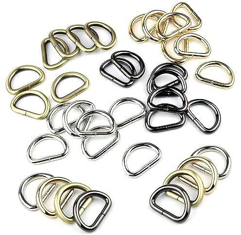 KALUROIL 100 PCS Anelli Per Borse Fibbia ad Anello a D in Metallo -20mm Collari Moschettoni per Zaini, Cinghie e Accessori Fai da Te