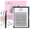 Glowing Win Faux Cils Individuel Naturel Kit Extension Cils Extension de Cils Professionnel Cluster Lashes Avec Applicateur, Bond&Seal Mix8-16mm 144 Grappes Faux Cils DIY Cils Individuels