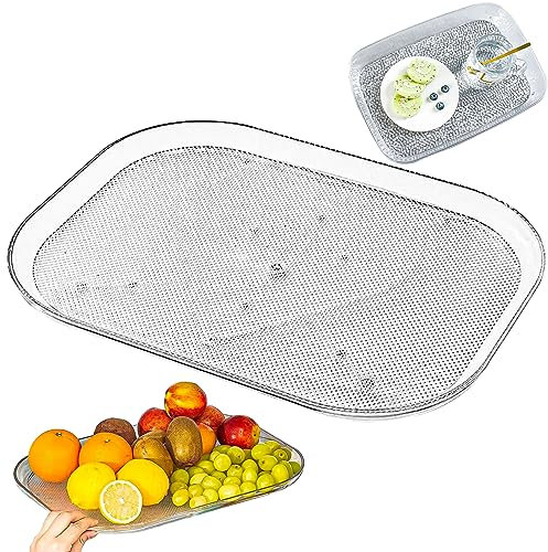 Tongboke Kühlschrank Drehteller Organizer, Kitchen Drehplatte Kühlschrank, Lazy Susan Drehteller Transparent, Gewürzregal Drehbar | Rechteckig | 30×40 cm (1)