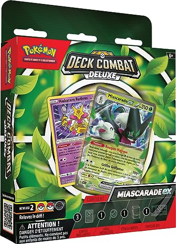 Pokémon : Combat Deluxe Deck – Palmaval-ex oder Miascarade-ex (zufällige Modellauswahl) – Gesellschaftsspiele – Spiel- und Sammelkarten – ab 6 Jahren – französische Version