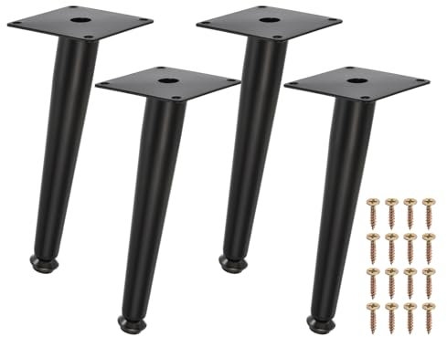 Uxcell 4PCS Metal Furniture Leg Replacement 8inch Couch Legs Cabinet Feet Black Modern Furniture Legs DIY Sofa Feet with Screws for Cupboard Table