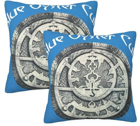 GOVRN Blue Oyster Cult Kissenbezüge, 2er-Set, Rockband, dekorativer quadratischer Kissenbezug, Kissenbezüge mit unsichtbarem Reißverschluss für Heimdekoration, Sofa, Schlafzimmer, Auto,22x22