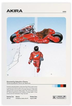 AKIRA Filmposter auf Leinwand, Poster, Wandkunst, Dekor, Bild, Gemälde für Wohnzimmer, Schlafzimmer, Heimbüro, ungerahmt, 30 x 45 cm